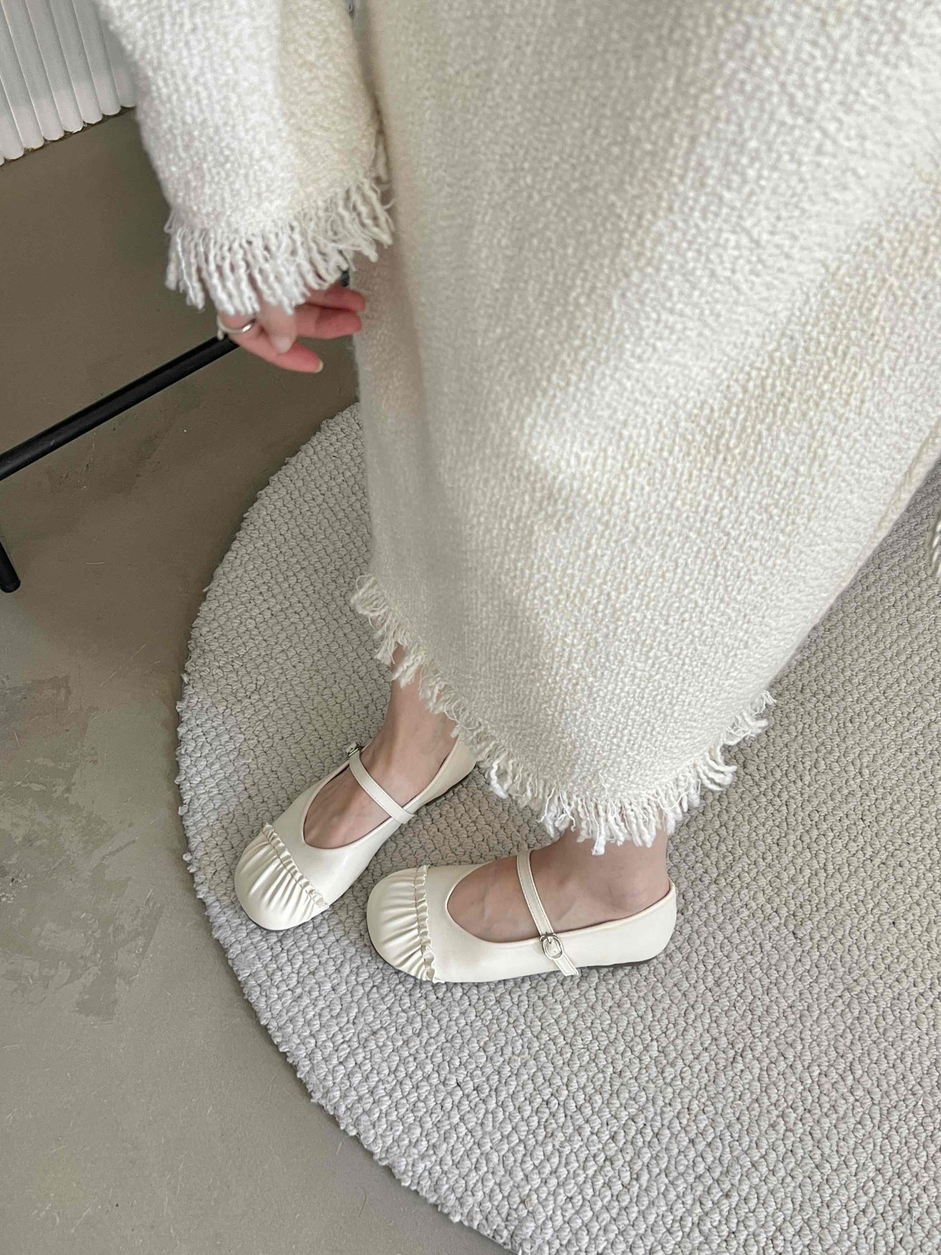 French Flat Soft Fold Evening Cream Yellow Women's Shoes Spring Soft Sole Mary Jane Shoes for Dresses Commuter Grandma Shoes - Image 2