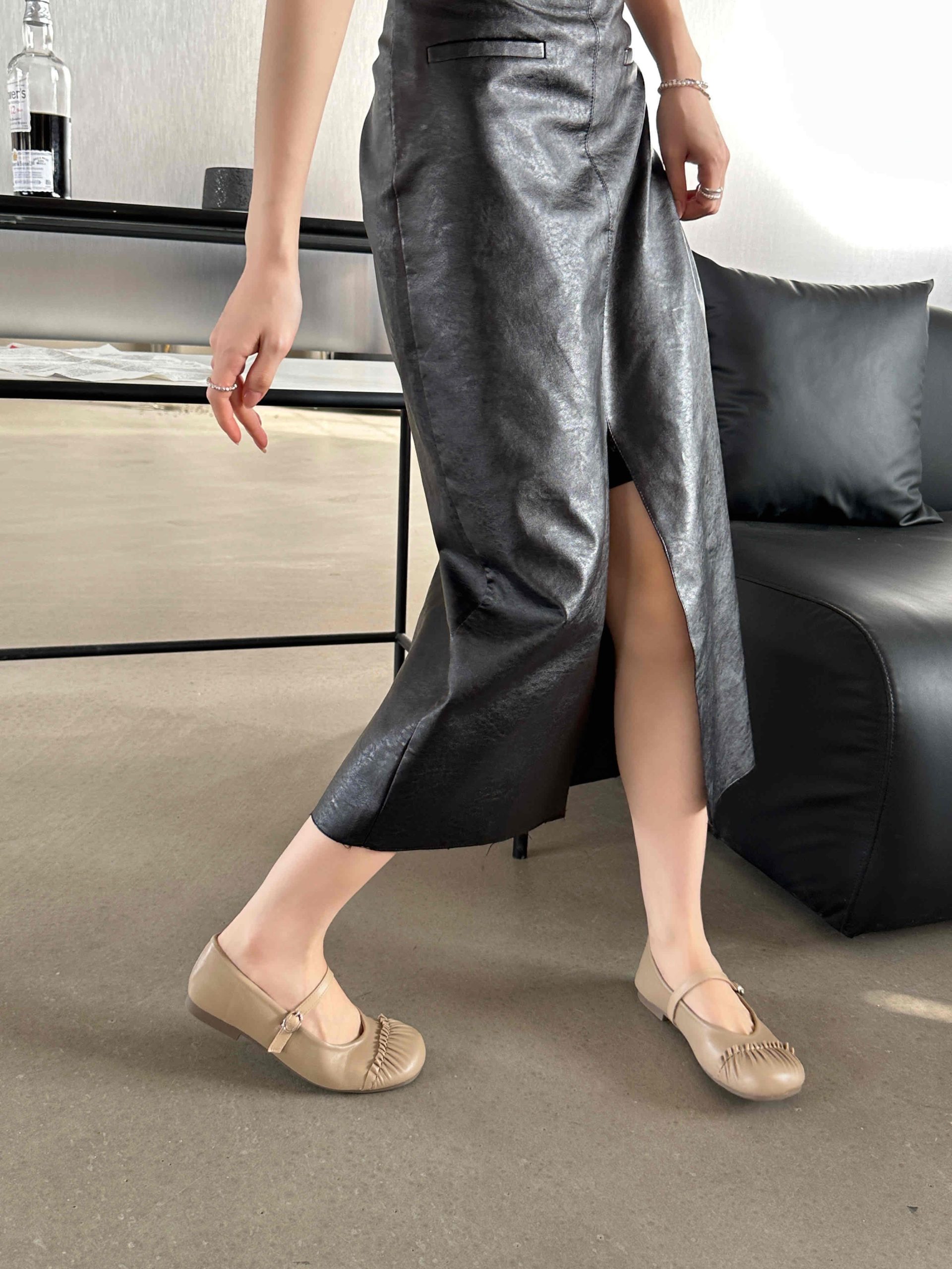 French Flat Soft Fold Evening Cream Yellow Women's Shoes Spring Soft Sole Mary Jane Shoes for Dresses Commuter Grandma Shoes - Image 4