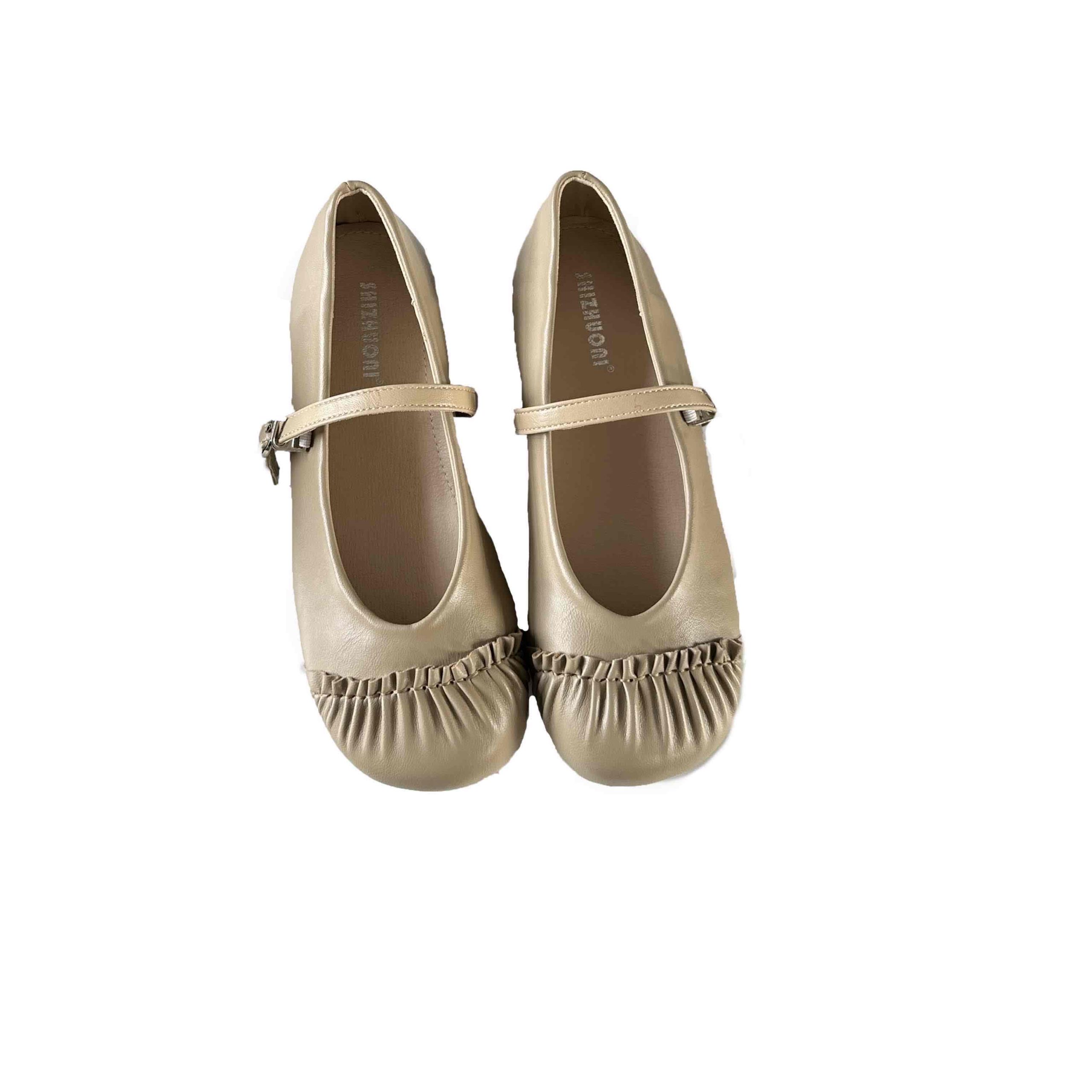 French Flat Soft Fold Evening Cream Yellow Women's Shoes Spring Soft Sole Mary Jane Shoes for Dresses Commuter Grandma Shoes - Image 5
