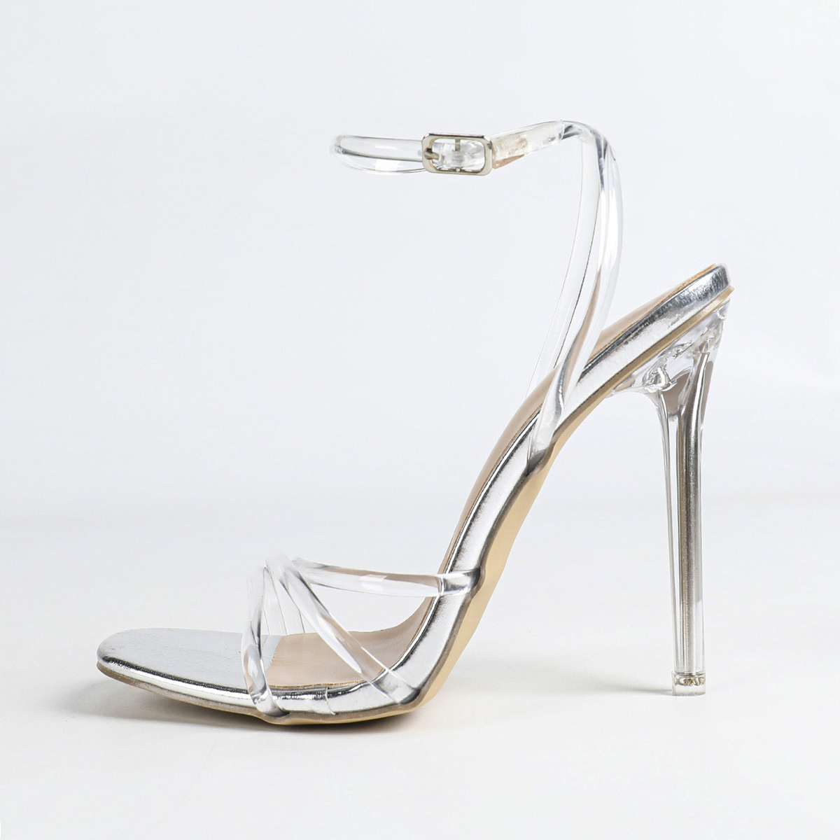 Transparent Ankle Strap High Heel Sandals Fairy Style Summer New Women Square Toe Open Toe French Elegant Thin Heels - Image 5
