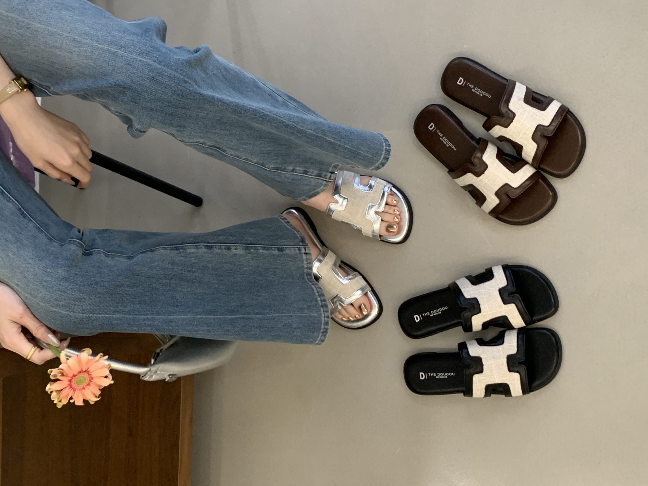 Bean New Women's Summer Slippers Outdoor Casual Retro Flat Beach Sandals