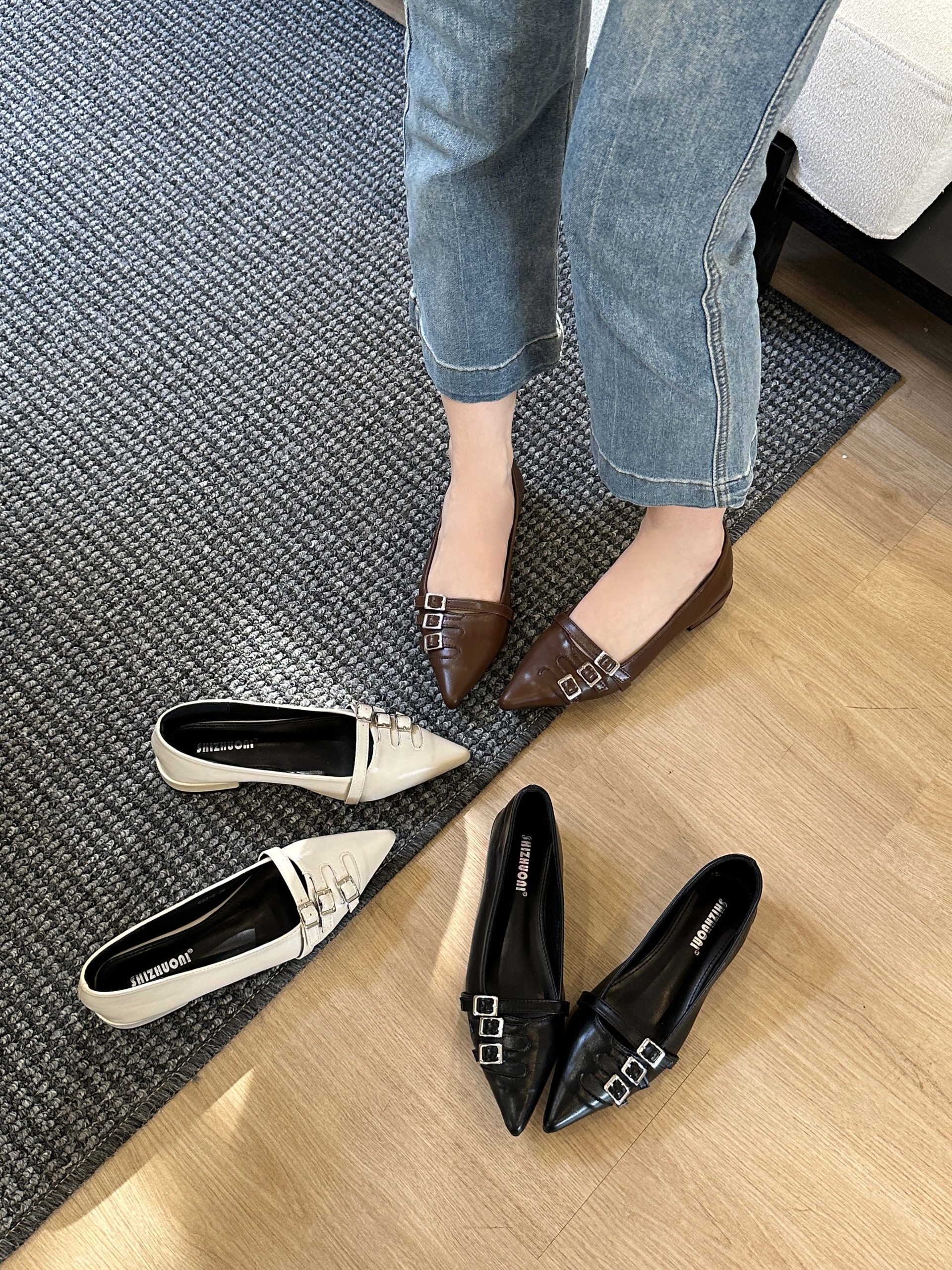 Designer Flat Shoes for Women Low Heel 2025 New Pointed Toe Shallow Slip-on Comfortable Commute
