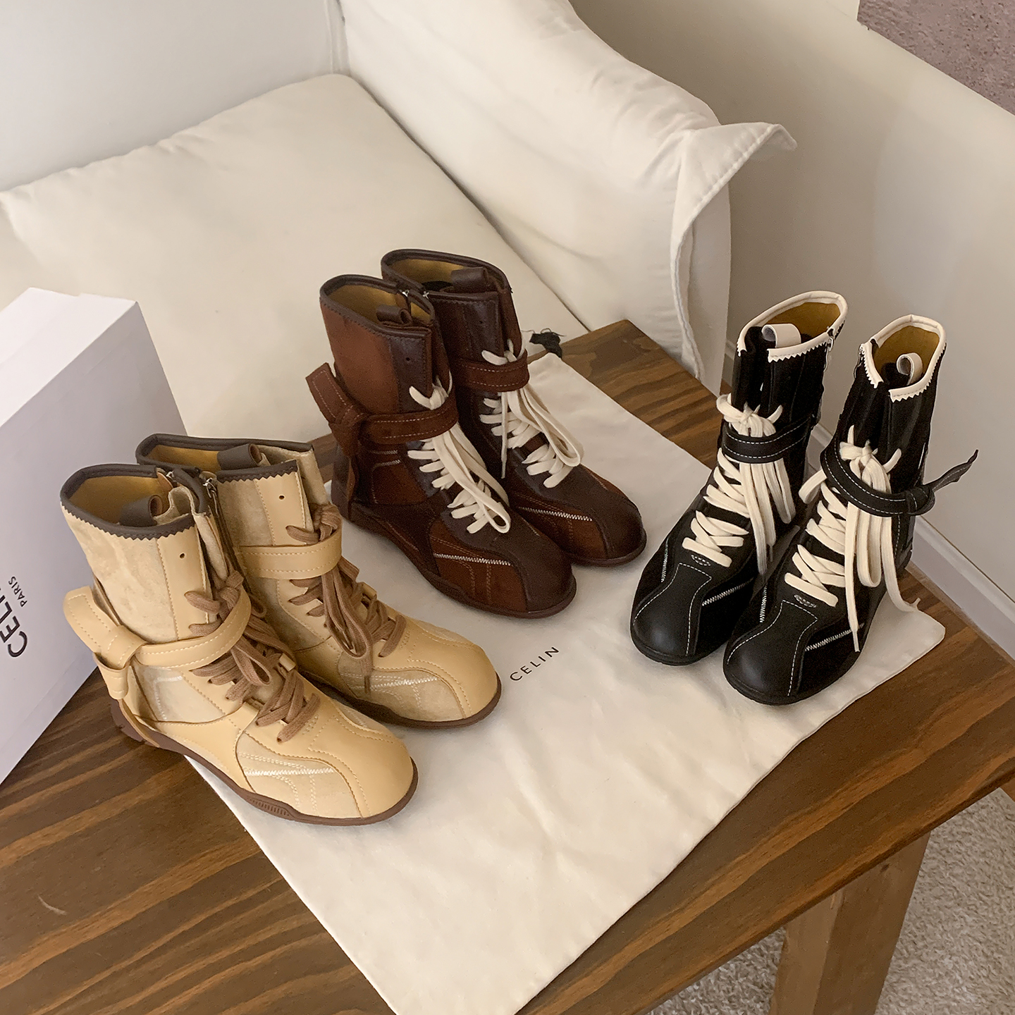 Women's Martin Boots 2025 Autumn Winter New Arrival Mid Calf Western Boots Khaki Brown Black
